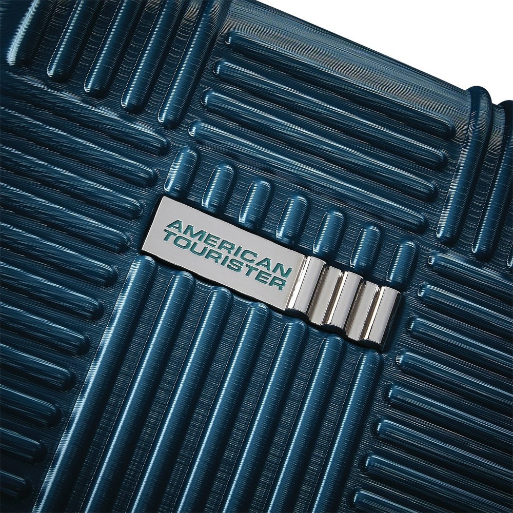 slide 8 of 9, American Tourister Checkered Carry On Hardside Spinner Suitcase - Teal, 1 ct