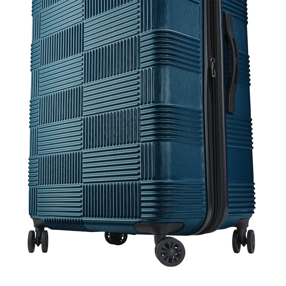 slide 5 of 8, American Tourister Checkered Hardside Spinner Suitcase - Teal, 1 ct