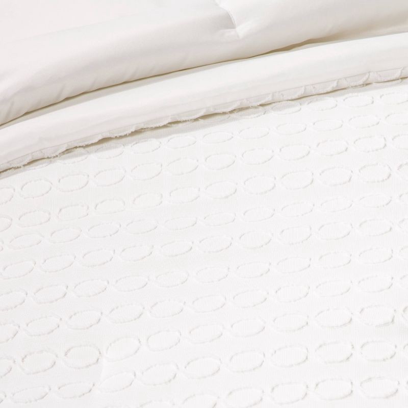 slide 3 of 4, 8pc King Clipped Jacquard Geo Circle Comforter Set White - Threshold™: Polyester, OEKO-TEX Certified, Includes Euro Shams, 8 ct