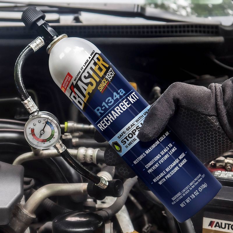 slide 6 of 7, Avalanche B'laster R-134A Recharge Kit 18oz : Automotive Refrigerant, 134A Freon, Motor Oil & Fluids, Net Weight 18oz, 18 oz