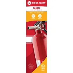 First Alert GARAGE10 Garage BC Rechargable Fire Extinguisher: Steel, 10-B:C UL Rating, 10-Year Warranty, 100 psi, Red