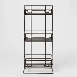 3 Tier Round Wire Shower Storage Tower Black - Threshold™: Bathroom Organizer with Rust-Resistant Steel