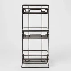 3 Tier Round Wire Shower Storage Tower Black - Threshold™: Bathroom Organizer with Rust-Resistant Steel