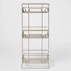 3 Tier Round Wire Shower Storage Tower Silver - Threshold™: Bathroom Organizer with Suction Cup Mount, Rust-Resistant