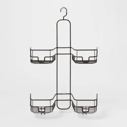 Hose Round Wire Shower Caddy Black - Threshold™: Steel Hanging Organizer with Suction Cups, Rust-Resistant