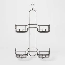 Hose Round Wire Shower Caddy Black - Threshold™: Steel Hanging Organizer with Suction Cups, Rust-Resistant