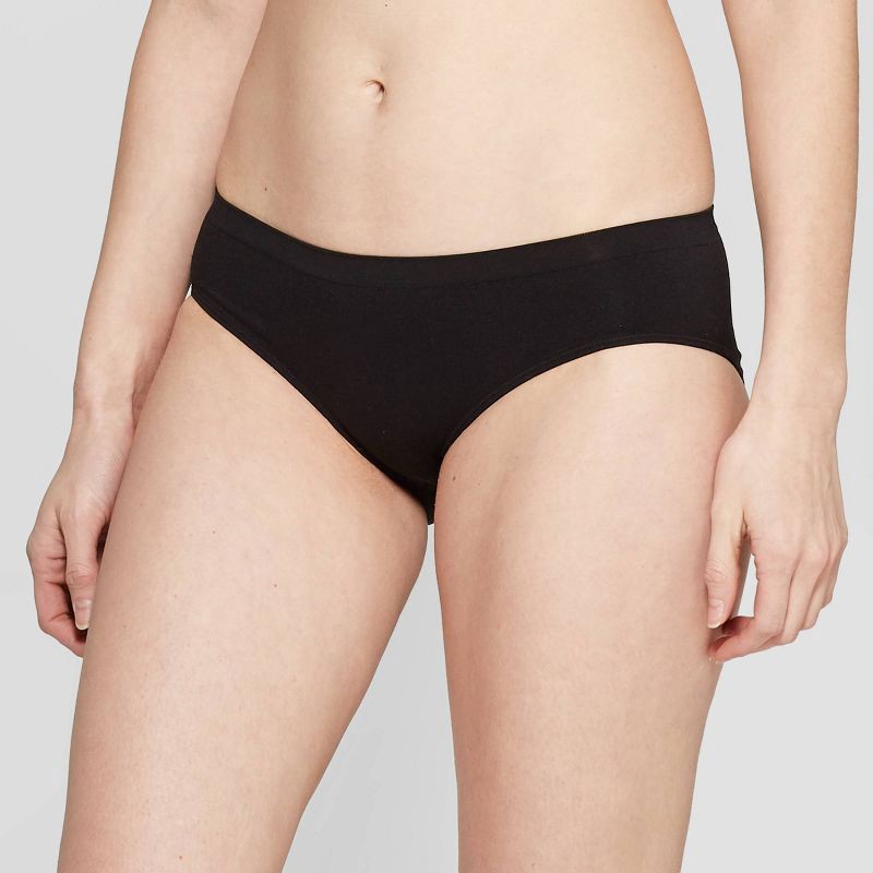 Women's Seamless Bikini Underwear - Auden Black M 1 ct