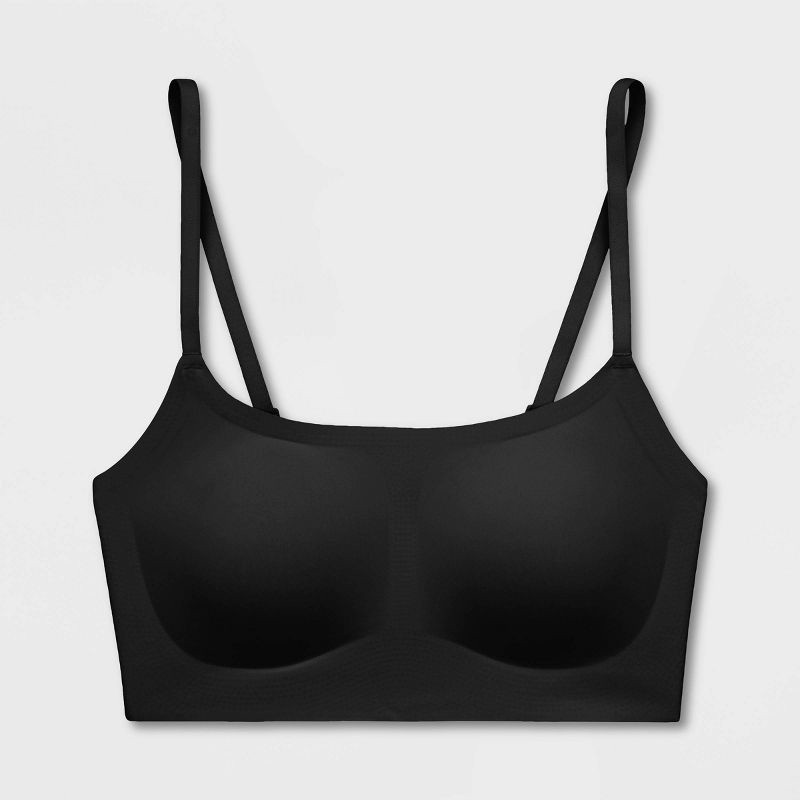 slide 2 of 5, True & Co. True Everybody Women's Adjustable Strap Scoopneck Bra - Black S: Wireless, Light Support, Removable Padding, 1 ct