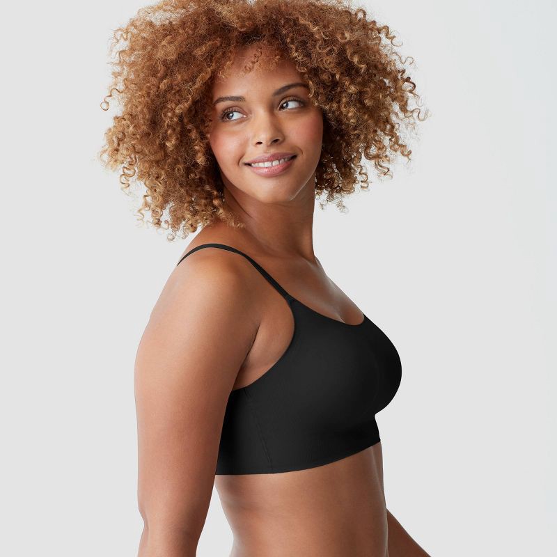slide 4 of 5, True & Co. True Everybody Women's Adjustable Strap Scoopneck Bra - Black L: Wireless, Light Support, Removable Padding, 1 ct