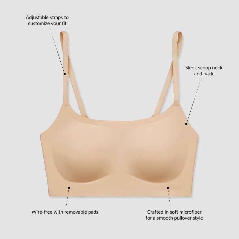 slide 5 of 5, True & Co. True Everybody Women's Adjustable Strap Scoopneck Bra - Black XL: Nylon Spandex Blend, Removable Padding, Wireless Design, 1 ct