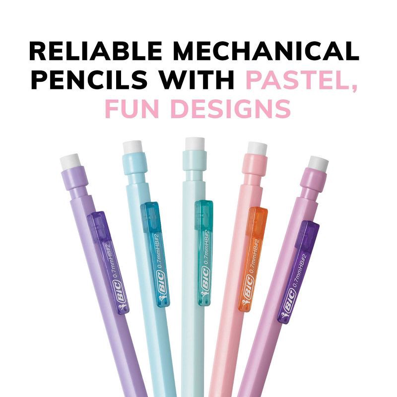 slide 3 of 7, 40pk #2 Mechanical Pencils - BIC: 0.7mm Lead, Retractable, Pocket Clip, School & Office Supplies, Multicolored, 40 ct