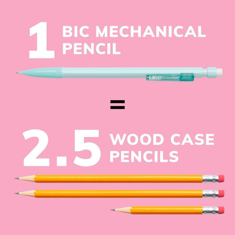 slide 4 of 7, 40pk #2 Mechanical Pencils - BIC: 0.7mm Lead, Retractable, Pocket Clip, School & Office Supplies, Multicolored, 40 ct