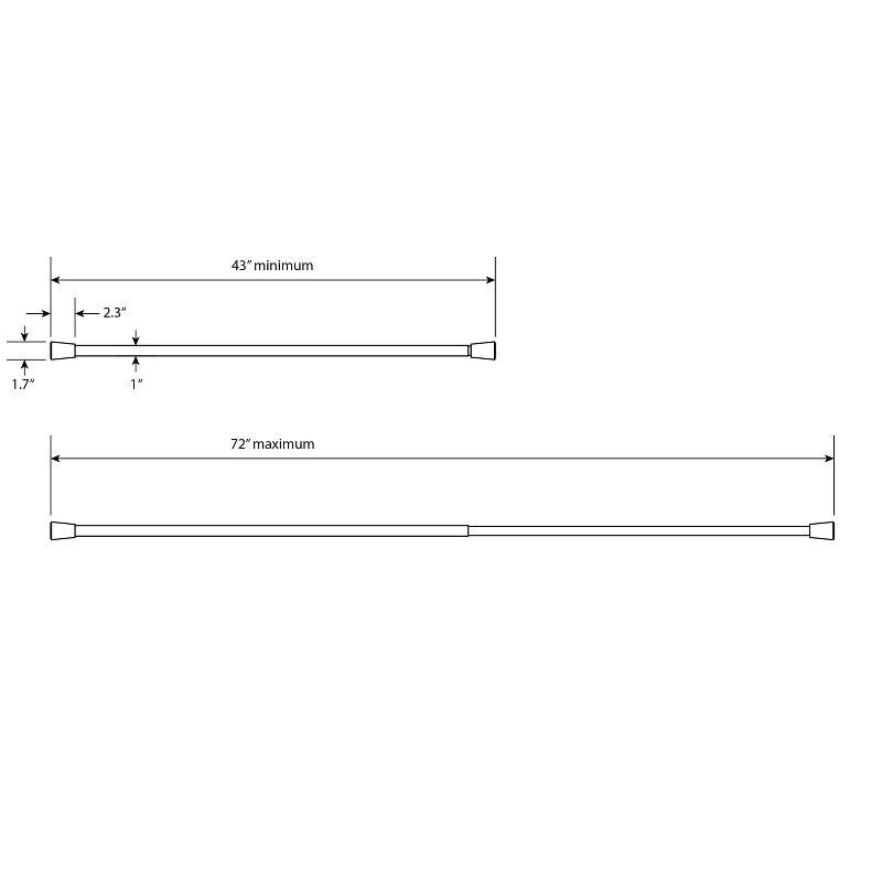 slide 6 of 6, 72" Rust Resistant Shower Curtain Rod Brushed Nickel - Threshold™: Adjustable Tension, Steel Construction, 1 ct