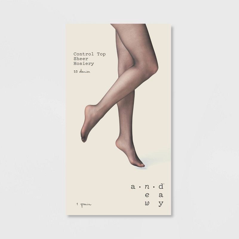 slide 2 of 2, Women's 20D Sheer High-Waisted Control Top Tights - A New Day™ Black M/L: Nylon Spandex Knit Hosiery, 1 ct