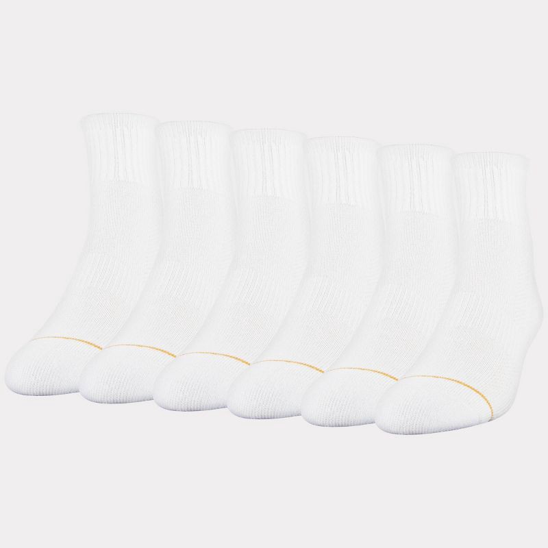 slide 1 of 4, Signature Gold by GOLDTOE Men's Modern Essential 6pk No Show Dress Socks - White 6-12.5, 6 ct