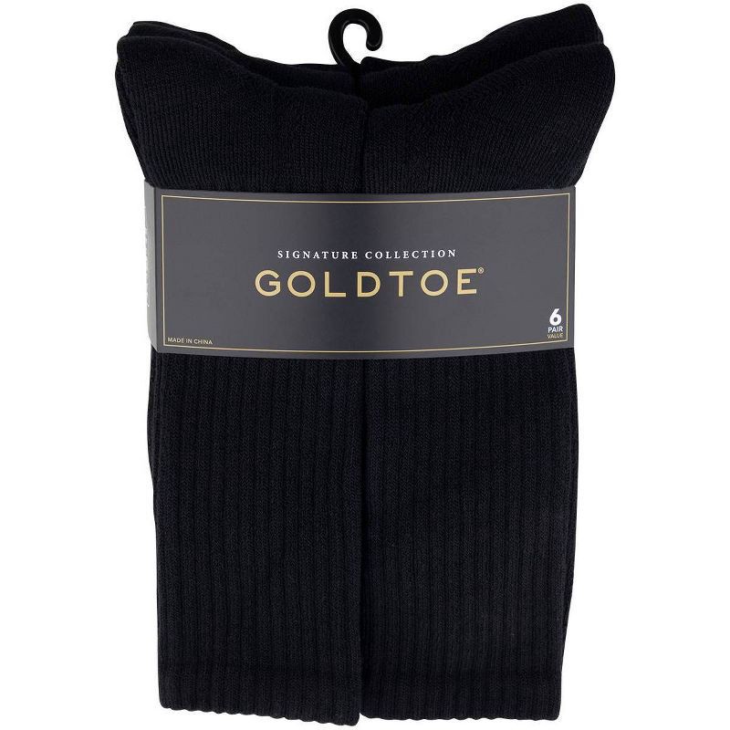 slide 2 of 3, GOLDTOE Signature Collection Signature Gold by GOLDTOE Men's Repreve Modern Essential Crew Socks 6pk - Black 6-12.5, 6 ct