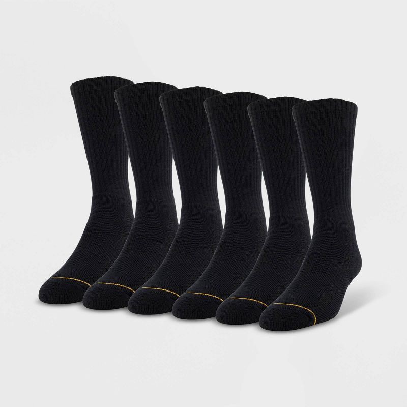 slide 1 of 3, GOLDTOE Signature Collection Signature Gold by GOLDTOE Men's Repreve Modern Essential Crew Socks 6pk - Black 6-12.5, 6 ct