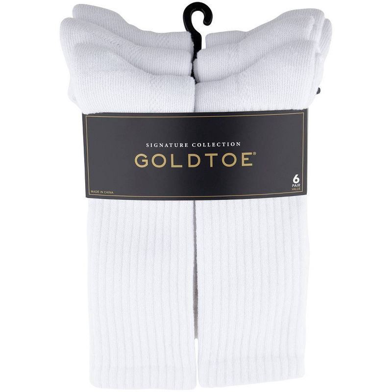 slide 2 of 2, GOLDTOE Signature Collection Signature Gold by GOLDTOE Men's Repreve Modern Essential Crew Socks 6pk - White 6-12.5, 6 ct
