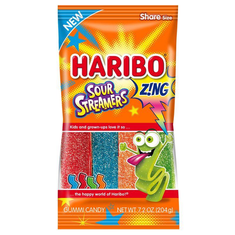 slide 1 of 4, Haribo Z!NG Sour Streamers Chewy Candy - 7.2oz, 7.2 oz