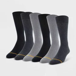 GOLDTOE Signature Collection Signature Gold by GOLDTOE Men's Repreve All Season Rib Crew Socks 6pk - Gray 6-12.5