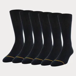 GOLDTOE Signature Collection Signature Gold by GOLDTOE Men's Repreve All Season Rib Crew Socks 6pk - Black 6-12.5