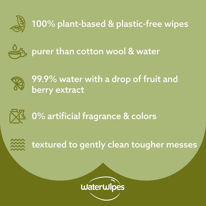 slide 4 of 9, WaterWipes Plastic-Free Textured Unscented 99.9% Water Based Baby Wipes - 240ct, 240 ct