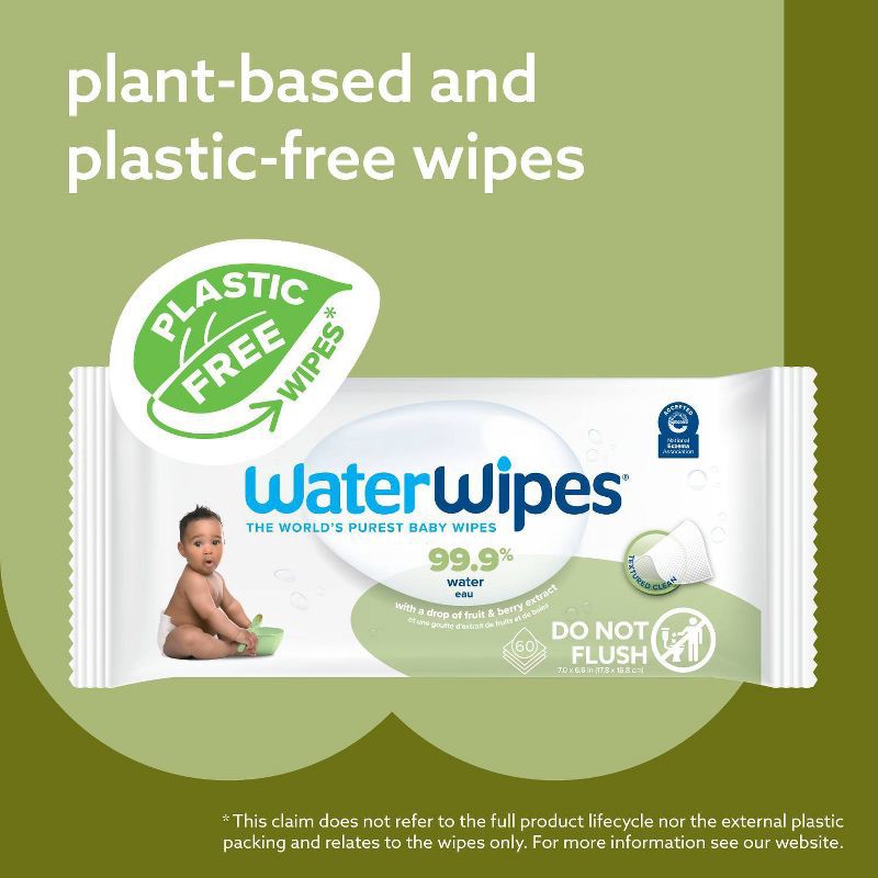 slide 5 of 9, WaterWipes Plastic-Free Textured Unscented 99.9% Water Based Baby Wipes - 240ct, 240 ct