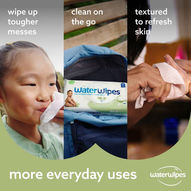 slide 6 of 9, WaterWipes Plastic-Free Textured Unscented 99.9% Water Based Baby Wipes - 240ct, 240 ct