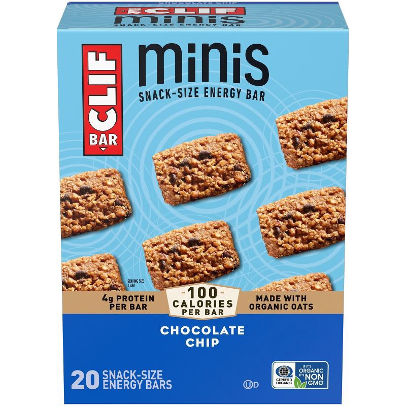 slide 1 of 12, CLIF Bar Mini Chocolate Chip Granola Protein Bar Made with Organic Oats - 19.8oz/20pk, 19.8 oz, 20 ct