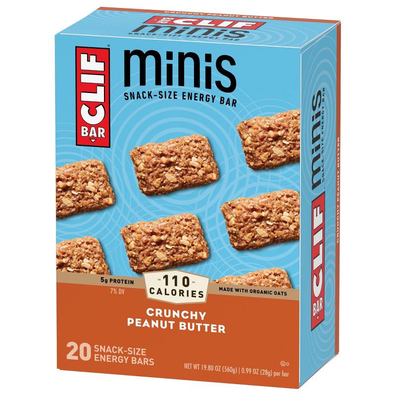 slide 12 of 13, CLIF Bar Mini Crunchy Peanut Butter Granola Protein Bar Made with Organic Oats - 5g Protein - 19.8oz/20pk, 5 gram, 19.8 oz, 20 ct