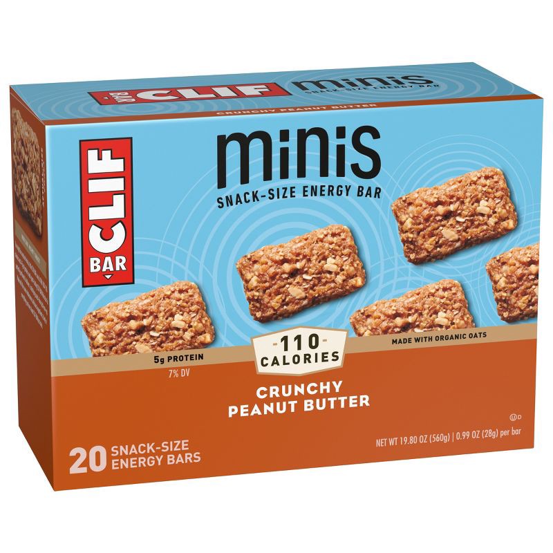 slide 5 of 13, CLIF Bar Mini Crunchy Peanut Butter Granola Protein Bar Made with Organic Oats - 5g Protein - 19.8oz/20pk, 5 gram, 19.8 oz, 20 ct
