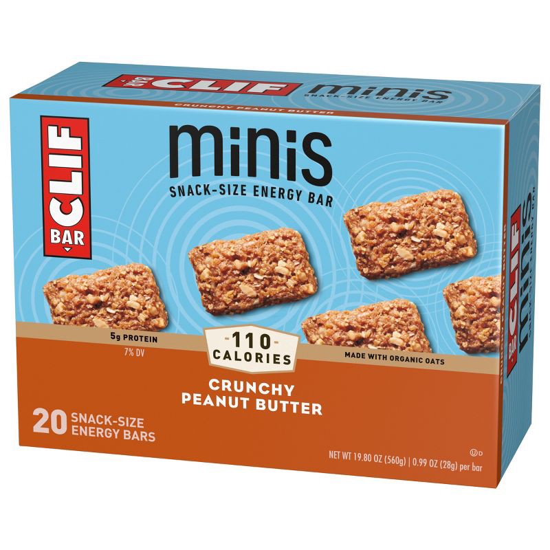slide 6 of 13, CLIF Bar Mini Crunchy Peanut Butter Granola Protein Bar Made with Organic Oats - 5g Protein - 19.8oz/20pk, 5 gram, 19.8 oz, 20 ct