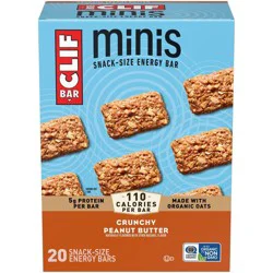 CLIF Bar Mini Crunchy Peanut Butter Granola Protein Bar Made with Organic Oats - 5g Protein - 19.8oz/20pk