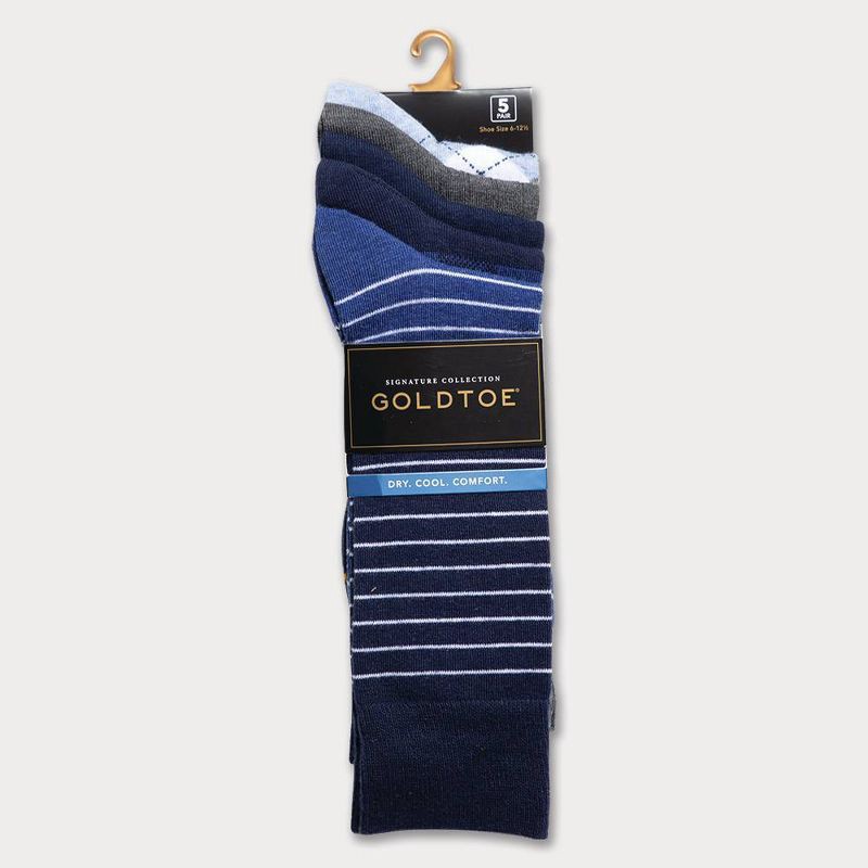 slide 2 of 3, GOLDTOE Signature Collection Signature Gold by GOLDTOE Men's Colorblock Crew Socks 5pk - Navy, 5 ct