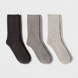 Women's Waffle 3pk Crew Socks - Universal Thread™ Black/Heather Gray/Gray 4-10: Cotton Blend, Lightweight Knit, Machine Washable