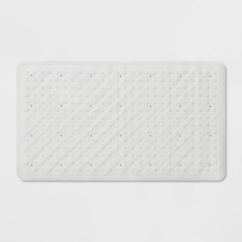 slide 1 of 3, 28"x16" Rubber Bath Mat White - Threshold™: Honeycomb Pattern, Non-Slip, Safe for Tub and Shower Use, 1 ct