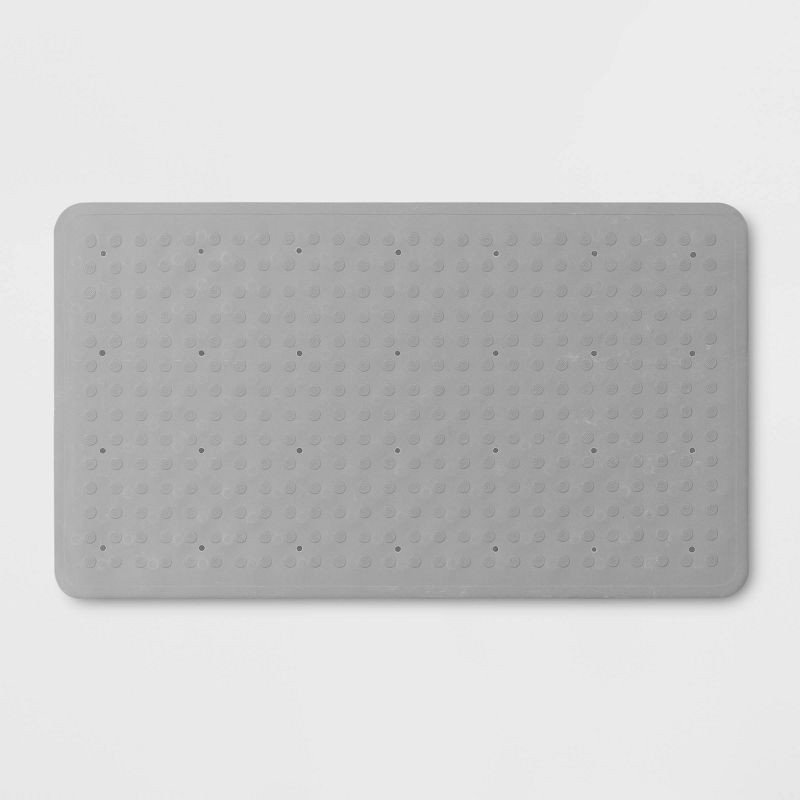 slide 1 of 3, 28"x16" Rubber Bath Mat Gray - Threshold™: Honeycomb Pattern, Non-Slip, Safe for Bathroom Use, 1 ct