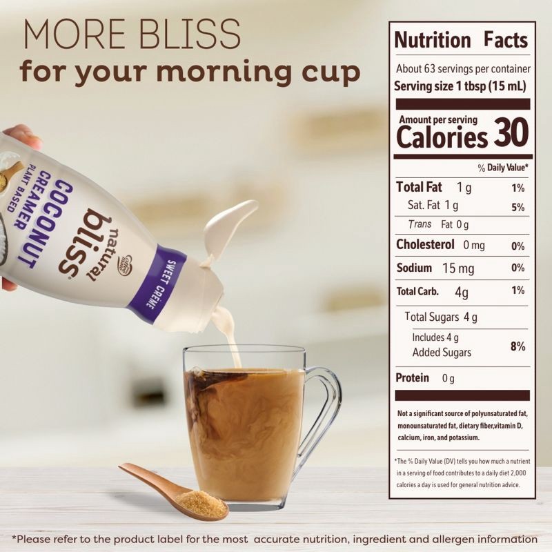 slide 4 of 10, Coffee mate Natural Bliss Plant Based Sweet Creme Coconutmilk Creamer - 1qt, 1 qt