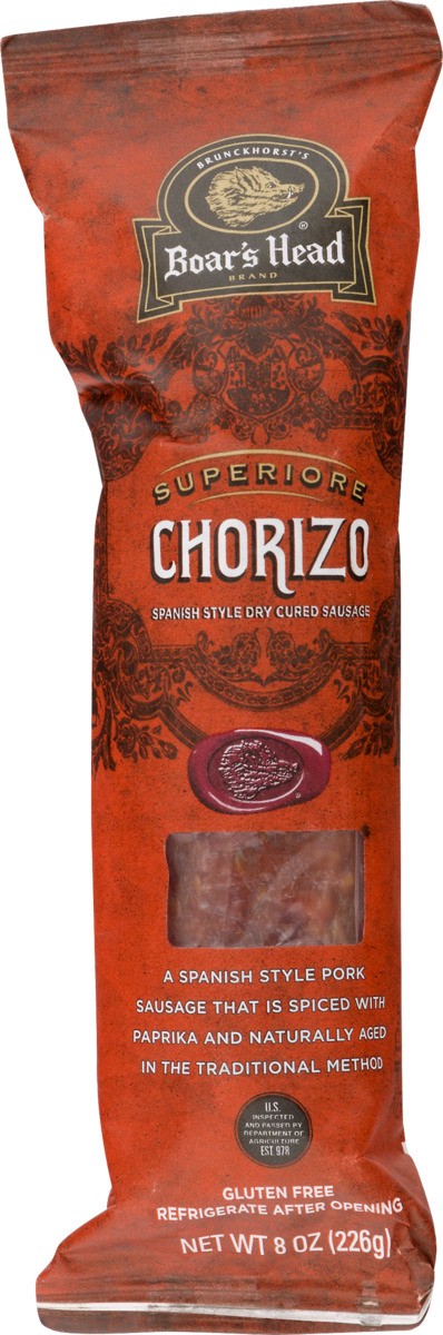 slide 6 of 9, Boar's Head Superiore Uncured Chorizo Spanish Style Sausage, 8 oz