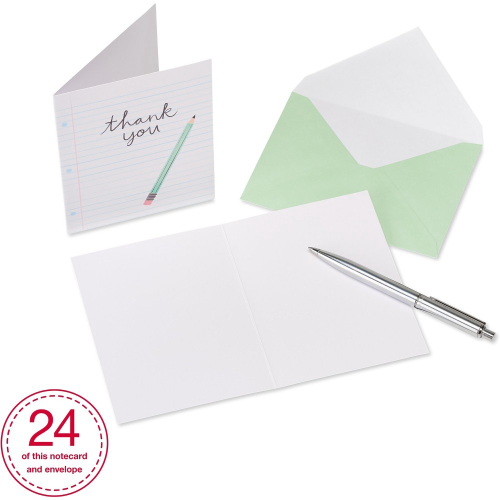 slide 4 of 4, Carlton Cards 24ct Thank You Cards Paper & Pencil, 24 ct