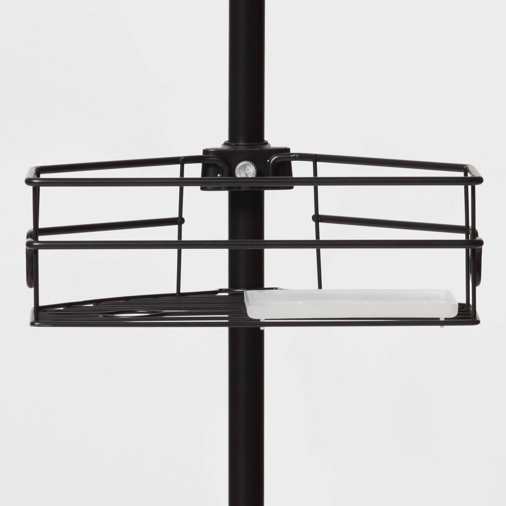 Steel Corner Tension Pole Caddy Matte Black - Room Essentials™ : Target