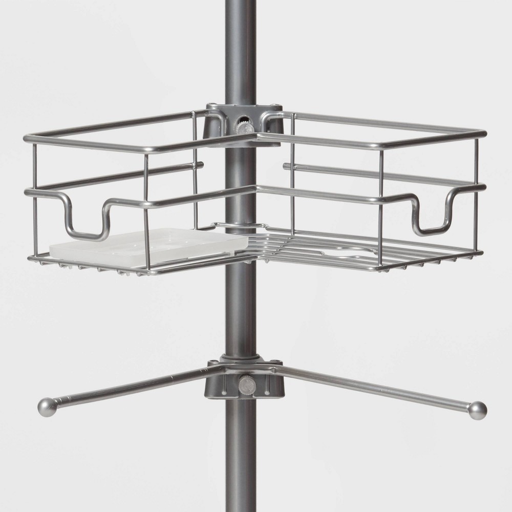 Steel L Shaped Tension Pole Caddy Chrome - Made By Design 1 ct