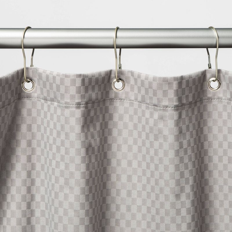 slide 4 of 4, Basic Shower Curtain Hook with Clasp Brushed Nickel - Room Essentials™: Durable Metal Rings, Set of 12, 1 ct