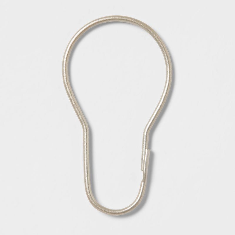 slide 1 of 4, Basic Shower Curtain Hook with Clasp Brushed Nickel - Room Essentials™: Durable Metal Rings, Set of 12, 1 ct