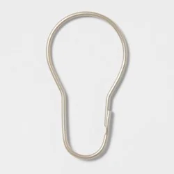Basic Shower Curtain Hook with Clasp Brushed Nickel - Room Essentials™: Durable Metal Rings, Set of 12