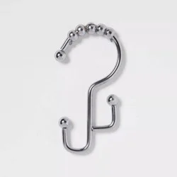 Double Glide Hooks Chrome - Threshold™: 12-Pack Steel Shower Curtain Liner Rings, Silver