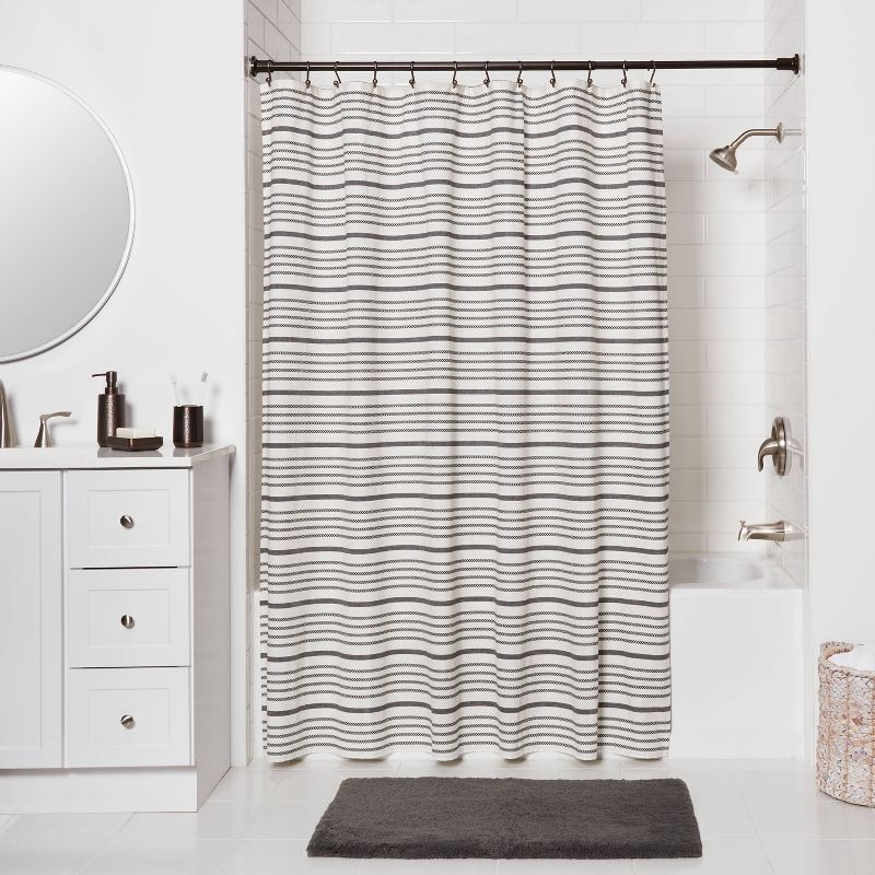 slide 2 of 4, 72" Tension or Permanent Mount Cast Style Finial Shower Curtain Rod Bronze - Threshold™, 1 ct