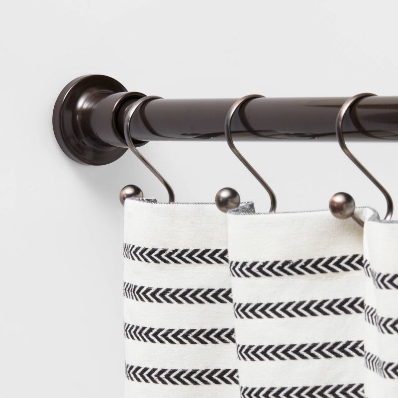 slide 3 of 4, 72" Tension or Permanent Mount Cast Style Finial Shower Curtain Rod Bronze - Threshold™, 1 ct