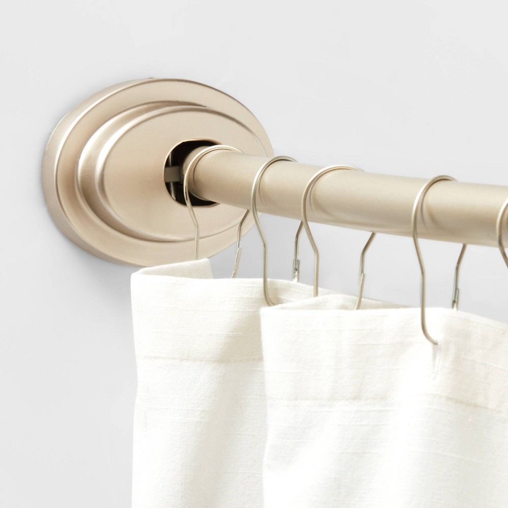 slide 4 of 4, 72" Dual Mount Curved Steel Shower Curtain Rod with Tiered End Cap Nickel - Made By Design, 1 ct