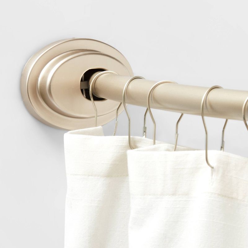 slide 3 of 4, 72" Dual Mount Curved Steel Shower Curtain Rod with Tiered End Cap Nickel - Threshold™, 1 ct